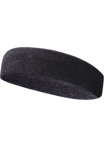 Havlu Ter Bandı Kafa Bandı Headband Tenis Saç Bandı-Siyah