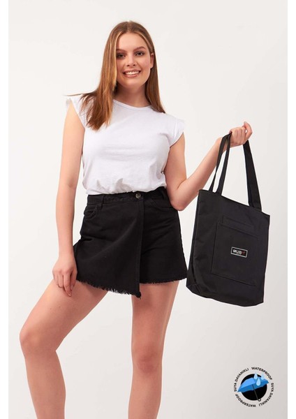 Mubo Kadın Siyah Su Geçirmez Kumaş Fermuarlı El, Kol ve Omuz Çantası 3 Bölmeli fiyatları