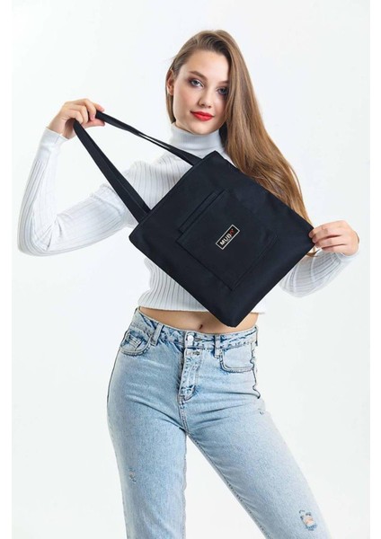 Mubo Kadın Siyah Su Geçirmez Kumaş Fermuarlı El, Kol ve Omuz Çantası 3 Bölmeli modelleri
