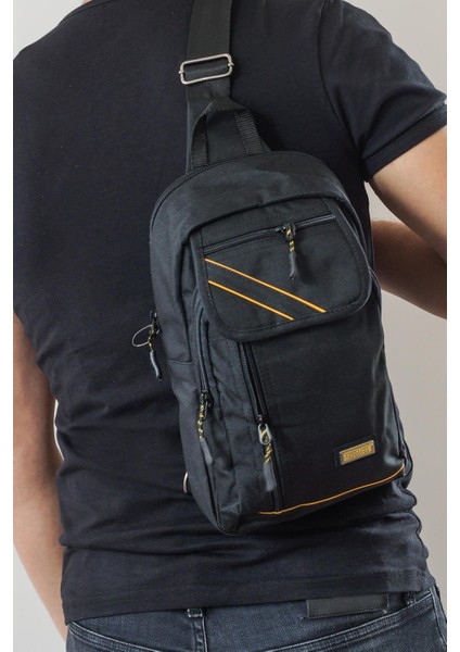 Çapraz Sırt Omuz Göğüs Su Geçirmez Askılı Uni Siyah Çanta 4926