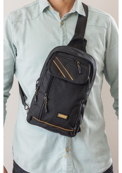 Çapraz Sırt Omuz Göğüs Su Geçirmez Askılı Uni Siyah Çanta 4926 modelleri