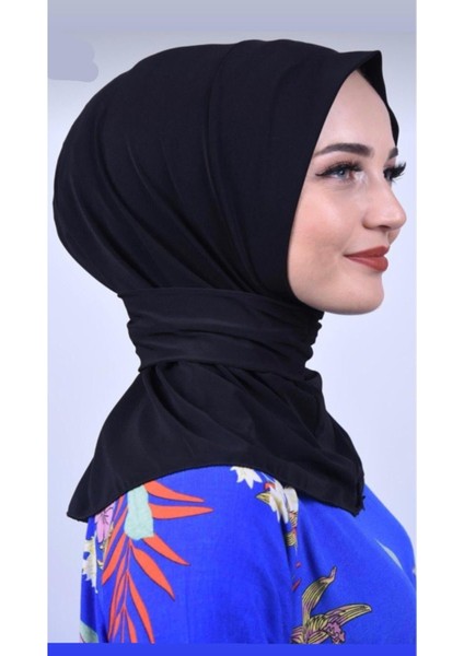 Çıtçıtlı Hazır Şal Eşarp Hijab Siyah