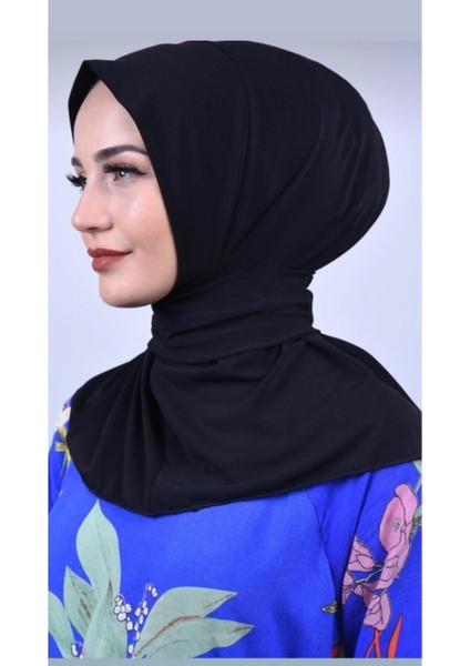 Çıtçıtlı Hazır Şal Eşarp Hijab Siyah