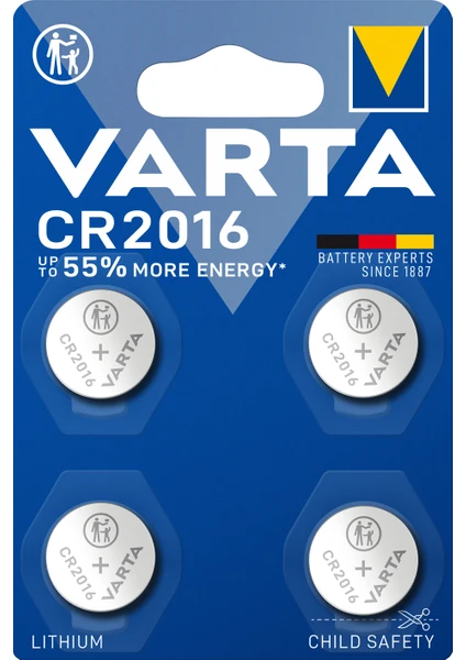 VARTA CR2016 'li Lityum Düğme Pil 4'lü paket