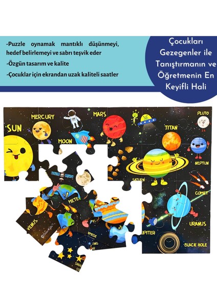 Dev Gezegenler Puzzle | Jumbo Yer Puzzle | Eğitici Solar Sistem 24 Parça Gezegenler Eğitici Puzzle Gezegenler modelleri