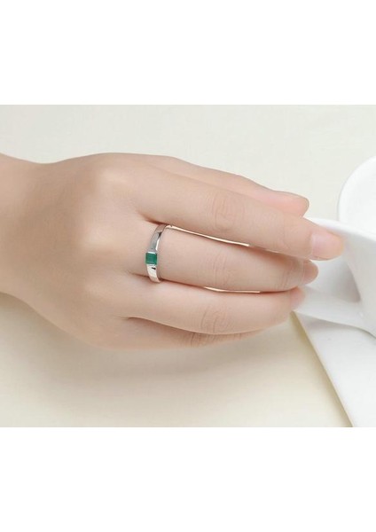 4mm 0.23CT Yeşil Akik Kalsedony 925 Ayar Gümüş Takı Alyans (Yurt Dışından) fiyatları