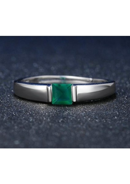 4mm 0.23CT Yeşil Akik Kalsedony 925 Ayar Gümüş Takı Alyans (Yurt Dışından) fırsatları