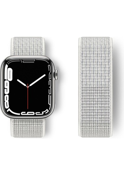 Apple Watch 41MM Hasırlı Cırtcırtlı Kordon - Beyaz