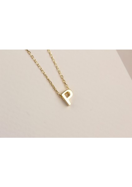 Gümüş 3 Boyutlu Minimalist P Harfi Kolye fiyatları