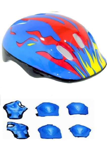 Scooter Bisiklet Kaykay Paten Kask ve Dizlik Dirseklik Koruma Seti 6 Parça