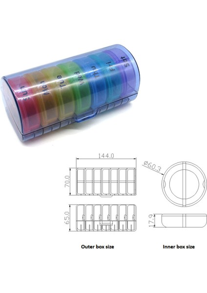 Yedi Günlük Yuvarlak Mini Taşınabilir Ayrılabilir Seyahat Neme Dayanıklı 14 Bölmeli Hap Kutusu (Yurt Dışından)