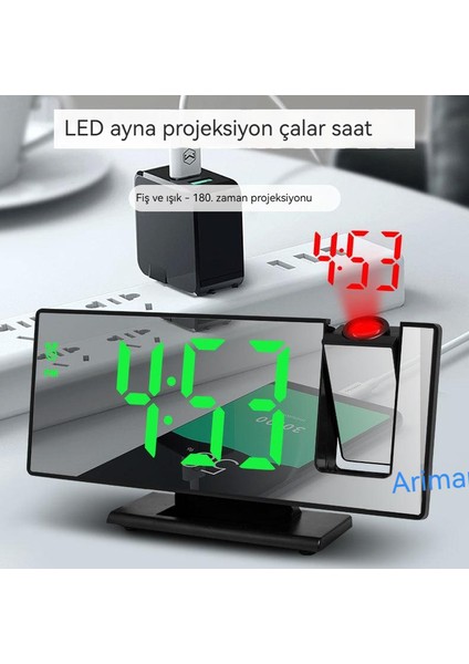 Çok Fonksiyonlu Projeksiyon LED Büyük Ekran Dijital Elektronik Saat (Yurt Dışından)