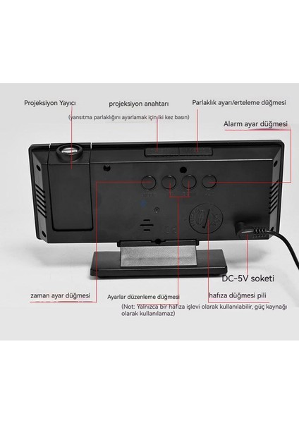 Çok Fonksiyonlu Projeksiyon LED Büyük Ekran Dijital Elektronik Saat (Yurt Dışından)