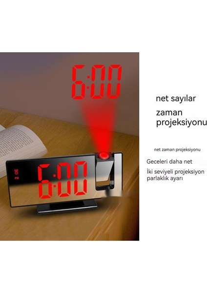 Çok Fonksiyonlu Projeksiyon LED Büyük Ekran Dijital Elektronik Saat (Yurt Dışından)