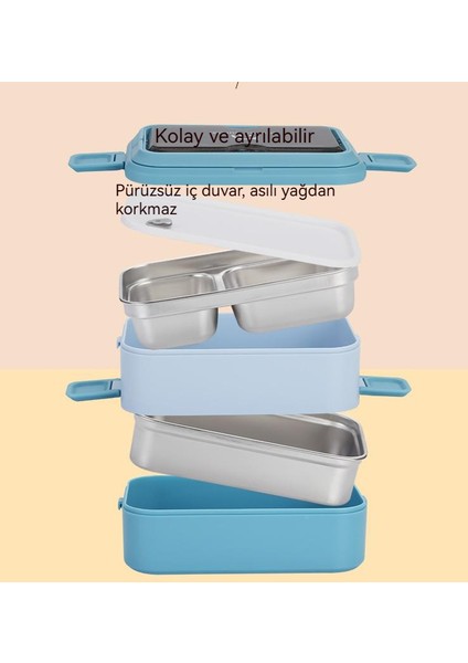 Üç Katmanlı Taşınabilir 304 Paslanmaz Çelik Öğle Yemeği Kutusu Öğle Yemeği Bento Kutusu (Yurt Dışından)