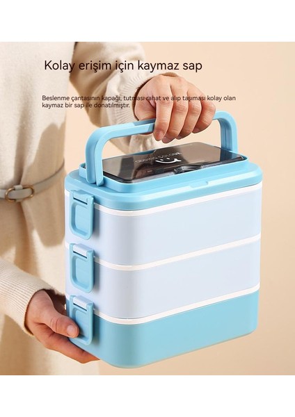 Üç Katmanlı Taşınabilir 304 Paslanmaz Çelik Öğle Yemeği Kutusu Öğle Yemeği Bento Kutusu (Yurt Dışından)