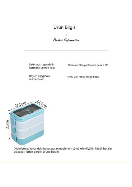 Üç Katmanlı Taşınabilir 304 Paslanmaz Çelik Öğle Yemeği Kutusu Öğle Yemeği Bento Kutusu (Yurt Dışından)