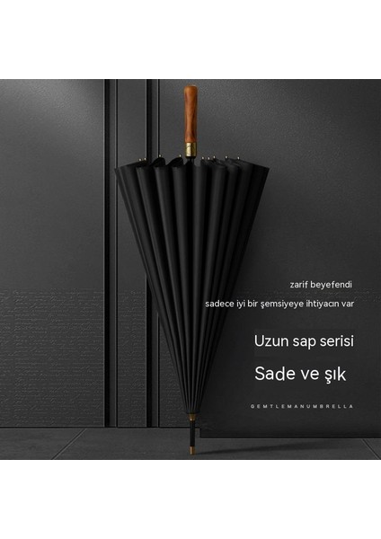 Tam Fiber 16 Kemik Uzun Saplı Masif Ahşap Saplı Eski Şemsiye (Yurt Dışından)