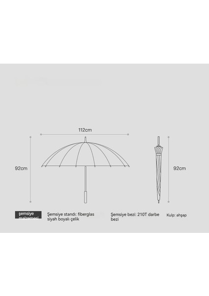 Tam Fiber 16 Kemik Uzun Saplı Masif Ahşap Saplı Eski Şemsiye (Yurt Dışından)