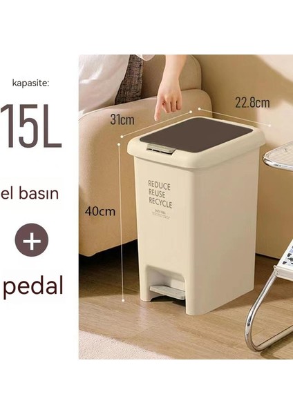 15L Ev Mutfak Oturma Odası Kapaklı Pedallı Çöp Tenekesi (Yurt Dışından) indirimleri
