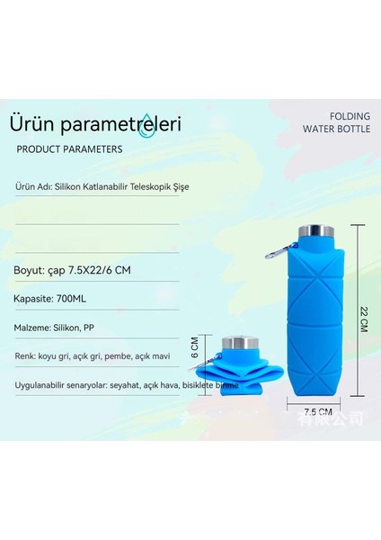 Iki Paket 700 ml Açık Hava Sporları Platin Silikon Elmas Şekilli Katlanır Bardak (Yurt Dışından)