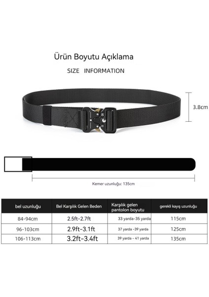 135CM Çok Fonksiyonlu Dış Mekan Naylon Kanvas Deri Kemer (Yurt Dışından)