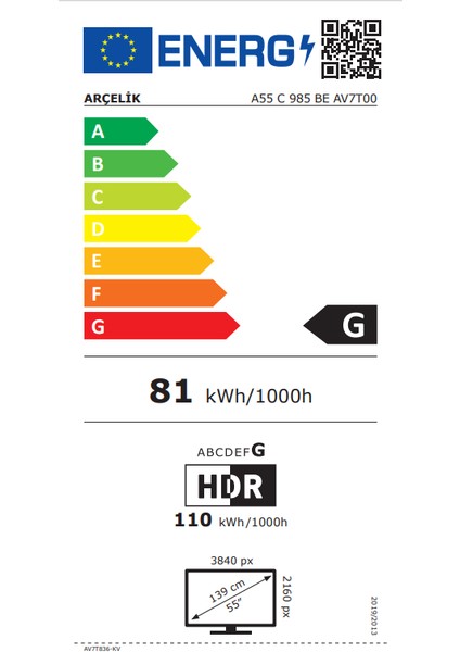 A55 C 985 B 55" 139 Ekran Uydu Alıcılı 4K Ultra HD Smart LED TV