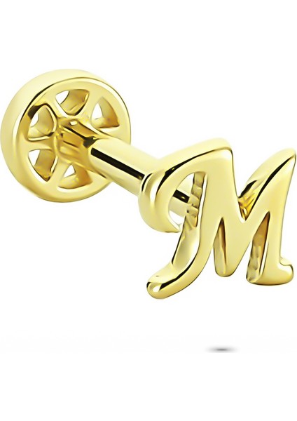 Altın M Harfi Tragus Piercing