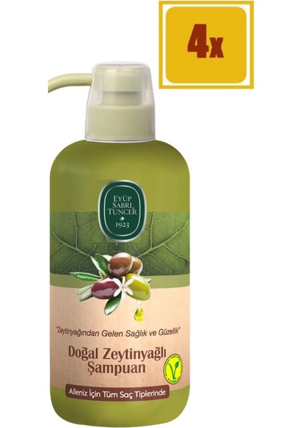 Doğal Zeytinyağlı Şampuan 600 ml x 4 Adet