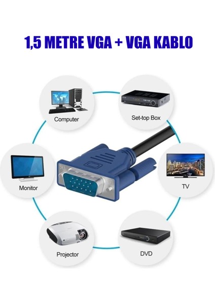 APX-VGA02 1,5 Metre VGA Görüntü Kablosu 1.5 Metre Monitör Kablosu VGA Kablo