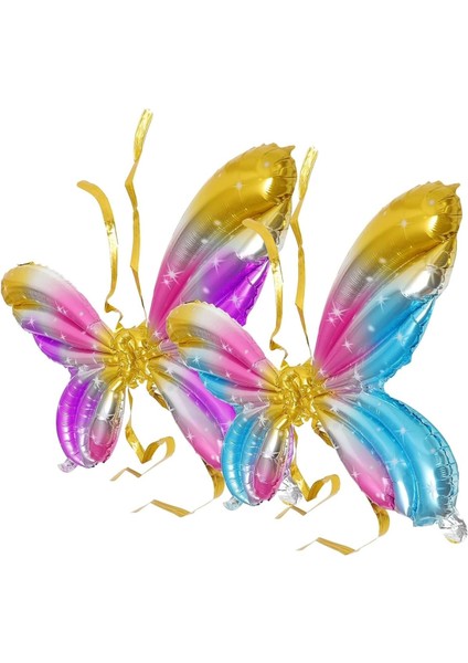 Gökkuşağı Renk Melek Kanadı Folyo Balon Ve Rakam Folyo Balon Seti Yaş 3 modelleri