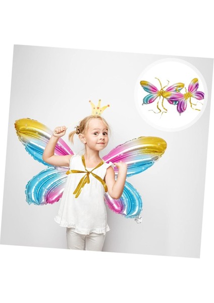 Gökkuşağı Renk Melek Kanadı Folyo Balon Ve Rakam Folyo Balon Seti Yaş 3 fırsatları