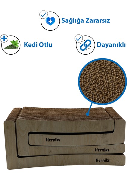 Doğal Kedi Otlu Kedi Tırmalama Kartonu 44 cm - HR2028