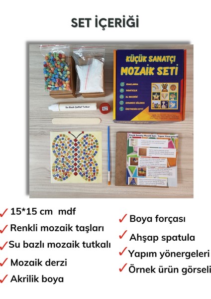Çocuk Mozaik Seti-Dikkat ve El Becerisi Geliştirici Sanatsal Eğitici Oyuncak - Kelebek indirimleri