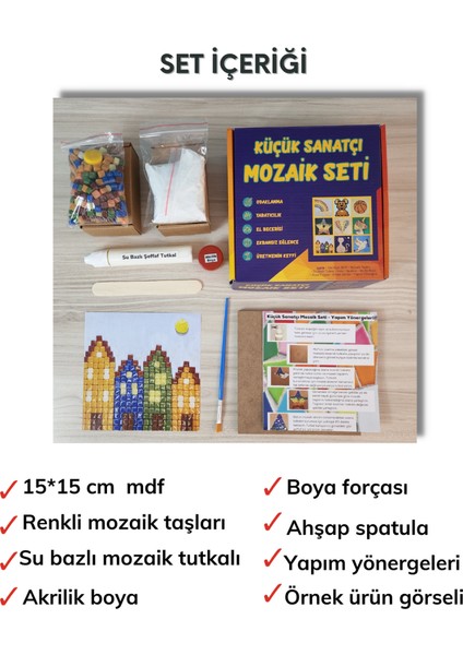 Çocuk Mozaik Seti-Dikkat ve El Becerisi Geliştirici Sanatsal Eğitici Oyuncak (Evler) modelleri