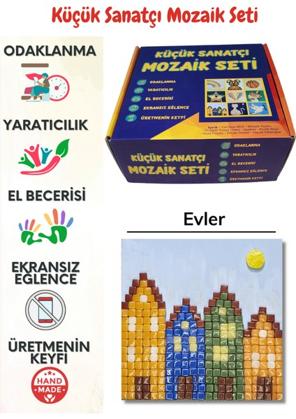 Çocuk Mozaik Seti-Dikkat ve El Becerisi Geliştirici Sanatsal Eğitici Oyuncak (Evler) fırsatları