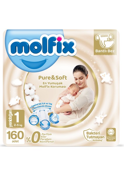 Pure & Soft 1 Beden Yenidoğan 160 Adet