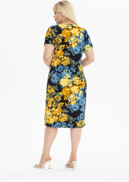 Kruvaze Yaka Siyah Büyük Beden Elbise 10B-2388 indirimleri