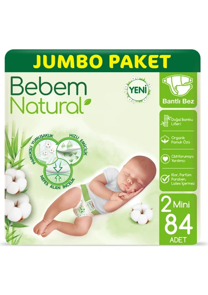 Bebem Natural Bebek Bezi 2 Beden Mini Jumbo Paket 84 Adet