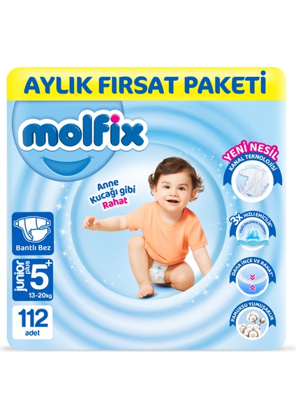 Bebek Bezi 5+ Beden Junior Plus Aylık Fırsat Paketi 112 Adet