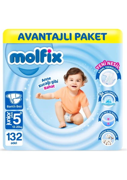 Bebek Bezi 5+ Beden Jr Plus Avantajlı Paket 132 Adet