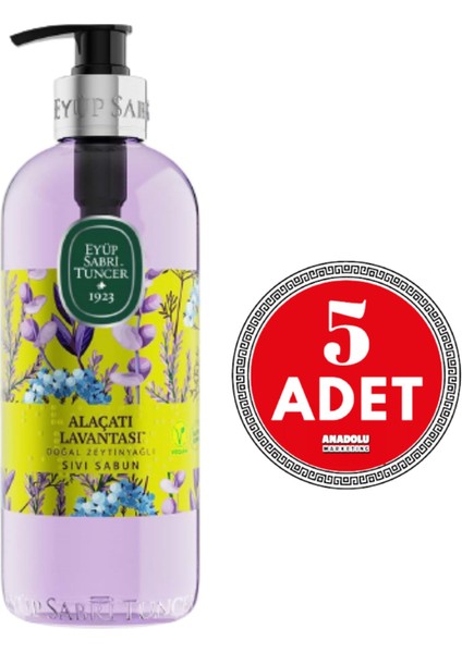 Alaçatı Lavantası Doğal Zeytinyağlı Sıvı Sabun 500 ml x 5 Adet