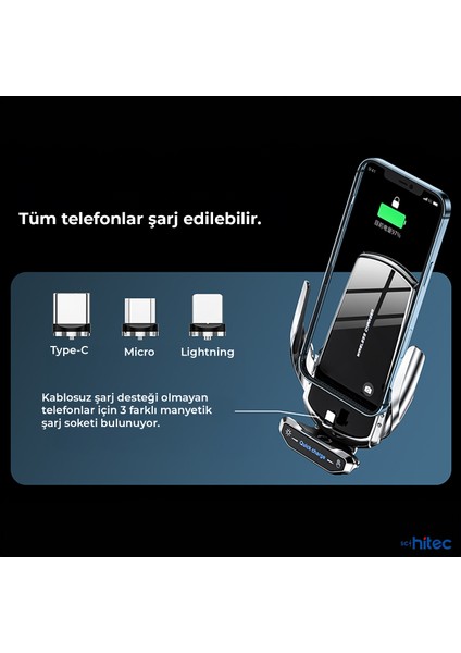 Q9 15W Sensörlü Araç Içi Kablosuz Hızlı Şarj Aleti ve Telefon Tutucu fırsatları