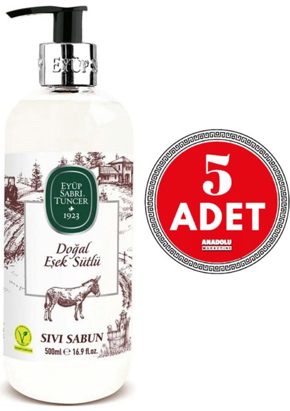 Doğal Eşek Sütlü Sıvı Sabun 500 ml x 5 Adet