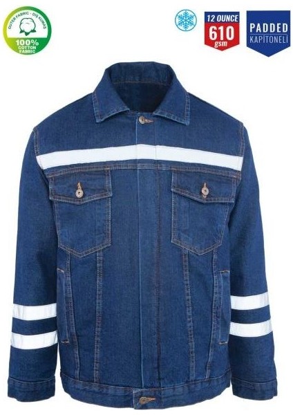 Kot Iş Montu Kapitoneli Myform 3110 Sona Denim 12 Ons Renk Mavi