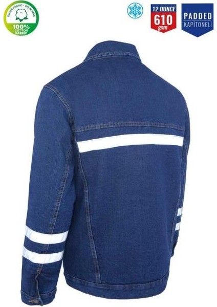 Kot Iş Montu Kapitoneli Myform 3110 Sona Denim 12 Ons Renk Mavi