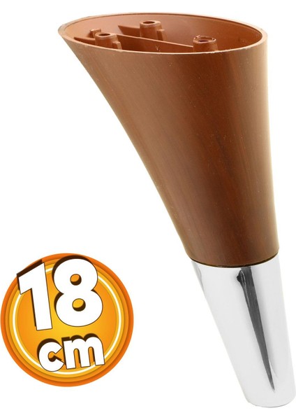 Clara Mobilya Kanepe Sehpa Tv Ünitesi Baza Koltuk Ayağı Ahşap Desenli Ceviz Krom 18 cm (4 Adet)