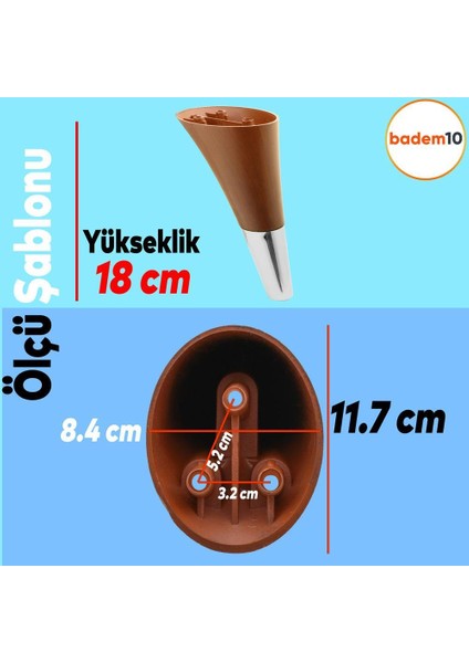 Clara Mobilya Kanepe Sehpa Tv Ünitesi Baza Koltuk Ayağı Ahşap Desenli Ceviz Krom 18 cm (4 Adet)