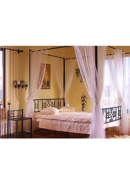 Stella Sultan Başlıklı Tek Kişilik Ferforje Siyah Metal Karyola 90X190