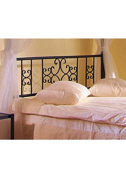 Stella Sultan Başlıklı Tek Kişilik Ferforje Siyah Metal Karyola 90X190
